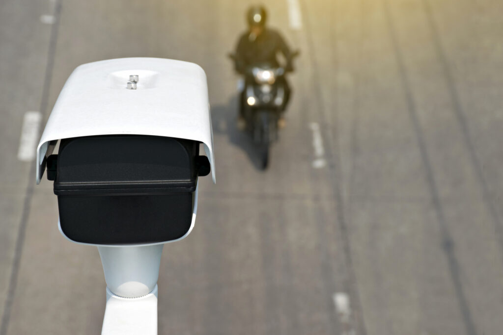 traffic camera of motorcyclist on the road